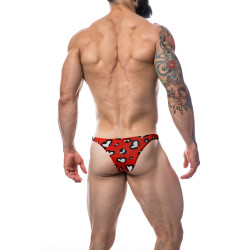CUT4MEN Slip sexy Brazilian Rouge-Coeurs